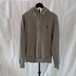 Ami Gray Hoodie with Red Heart Logo